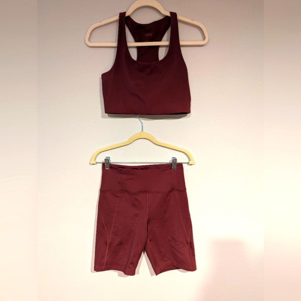 🩵 Girlfriend Collective Maroon Biker Short Set
